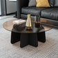 Abstract Base Design Circular Glass Table with Modern Style Coffee Table
