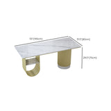 Rectangular Shaped Office Desk 2 Legs Writing Desk in White and Gold for Office