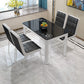 Glass Top Dining Table Modern Rectangle Dining Table with 4 Legs Clearhalo ' dining_table' 'Dining Tables & Seating' 'Dining Tables' 'Furniture' 'furniture_dining_table' 'Kitchen & Dining Furniture' 'kitchen&dining_furn' 'kitchen' 'kitchen_dining_table' 1200x1200_60c86b91-e6f4-42ea-87e3-76c46d937d8e