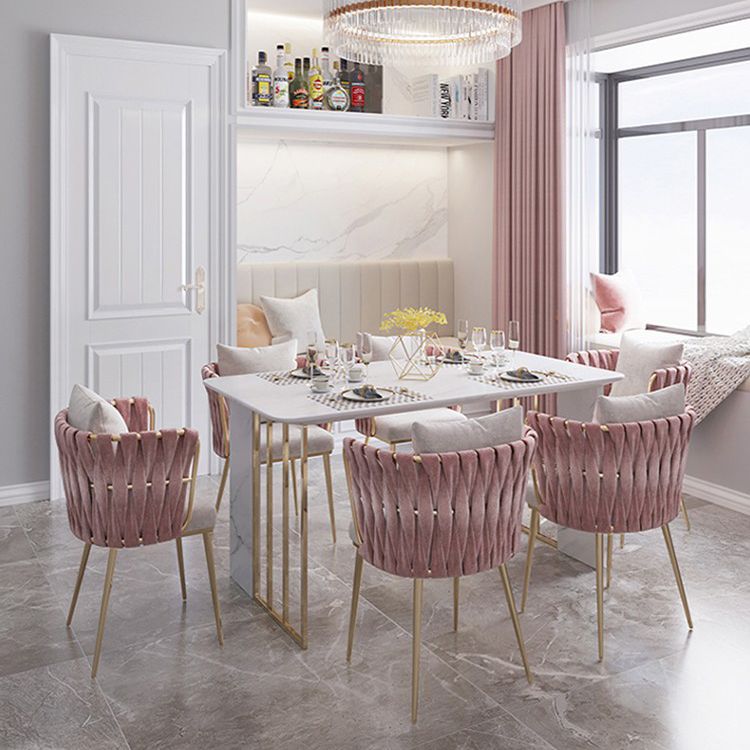 Scandinavian Bedroom Velvet Side Chair Light Color Solid Back Dining Chair Clearhalo ' kitchen&dining_furn' 'Dining Chairs' 'Dining Tables & Seating' 'dining_chair' 'furn' 'furn_dining_chair' 'Furniture' 'furniture_dining_chair' 'Kitchen & Dining Furniture' 'kitchen' 1200x1200_60c8b86c-4ea7-4382-a5aa-406131aabc61