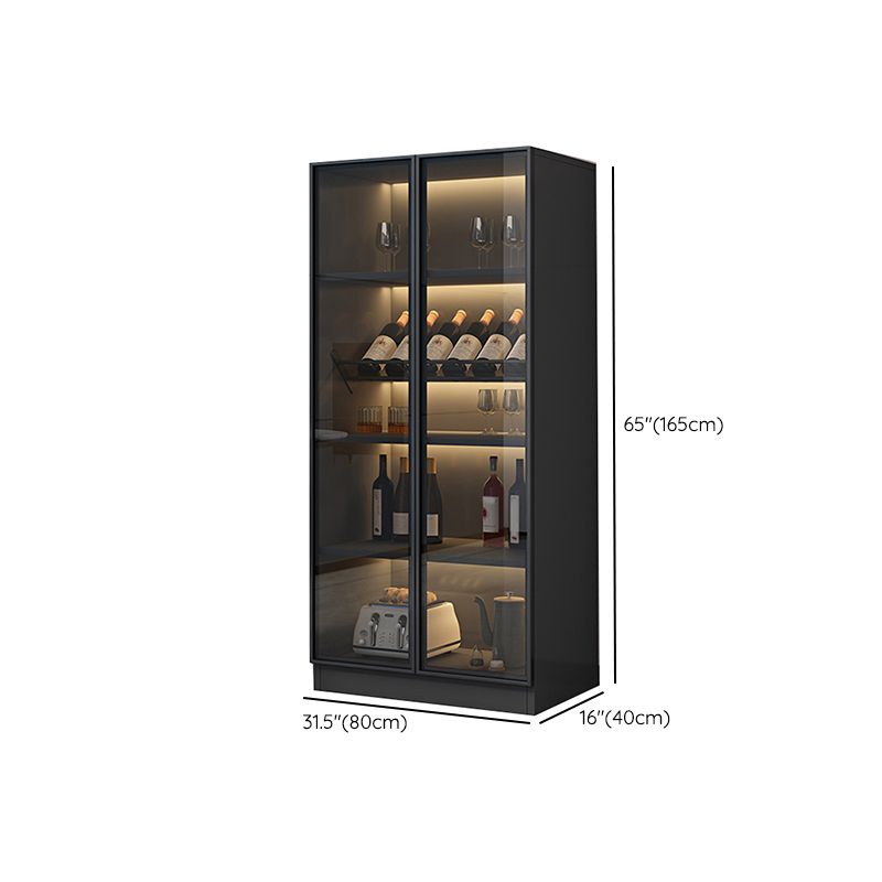 Zwarte vloer wijnrek houten wijnflessen rek voor woonkamer, zonder lichten