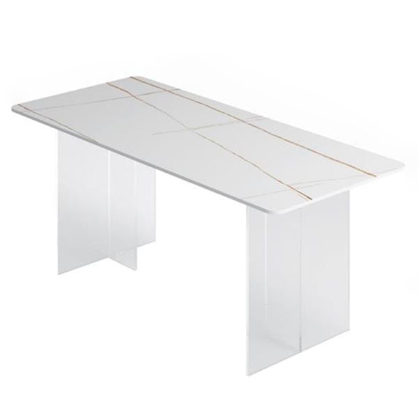 Rectangle Stone Modern Dining table Clear Double Pedestal Dining Table Clearhalo 'Dining Tables & Seating' 'Dining Tables' 'dining_table' 'furn' 'furn_dining_table' 'Furniture' 'furniture_dining_table' 'Kitchen & Dining Furniture' 'kitchen' 'kitchen_dining_table' 1200x1200_60c930ce-4a49-401c-9521-78371f3880ba