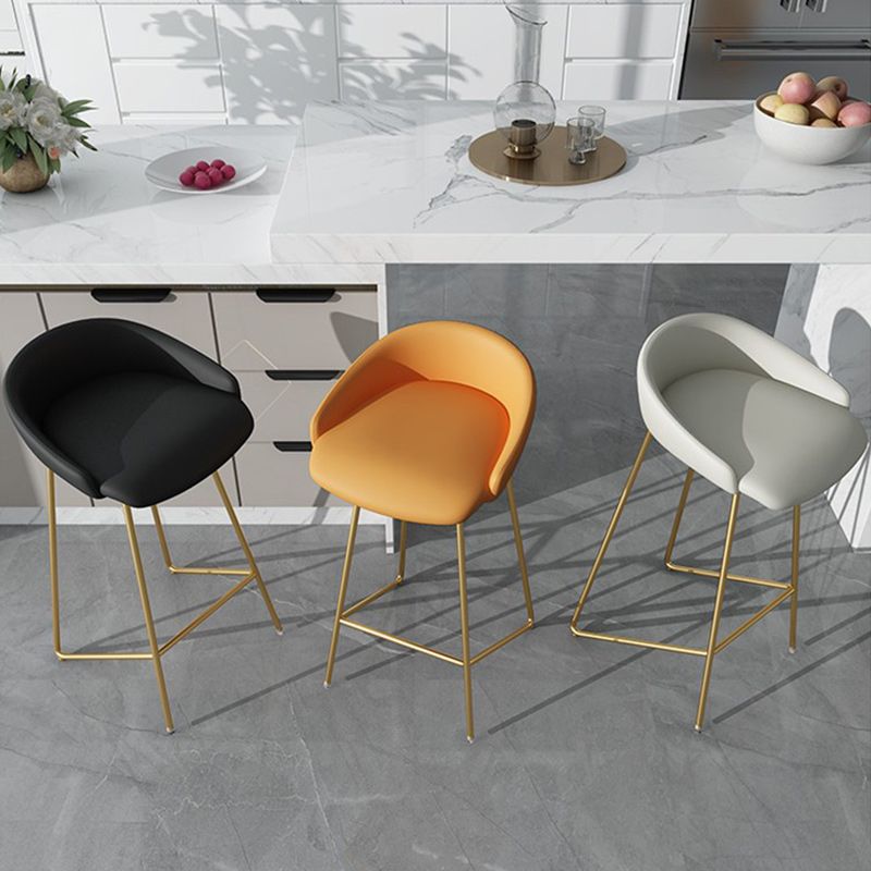 Modern Backrest Armless Counter Stool Iron Bar Stool with Leather Cushion Clearhalo 'Bar Furniture' 'Bar Stools' 'bar_stools' 'furn' 'furn_bar_stools' 'Furniture' 'Kitchen & Dining Furniture' 1200x1200_60c95095-2880-4690-8ddd-af56c0da77e7