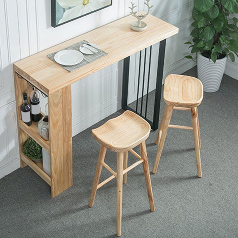 Moderner Bartisch aus massivem Holz, Esstisch mit Ablageflächen
