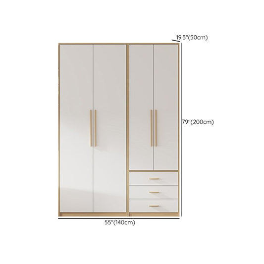 Contemporary Freestanding Wardrobe Engineered Wood White Wardrobe