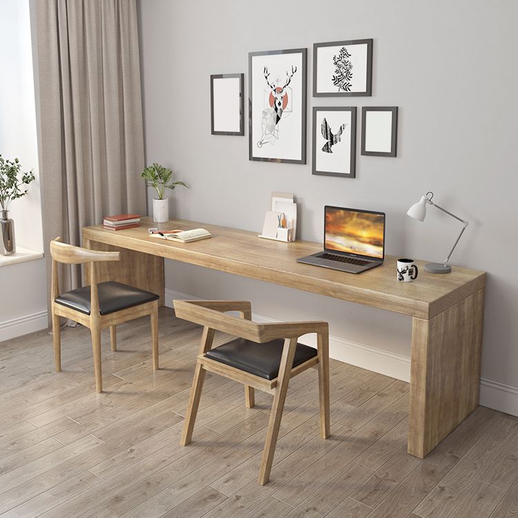 23.6" Wide Contemporary Office Desk Natural Solid Wood Writing Desk Clearhalo 'furn' 'furn_office_desk' 'Furniture' 'Office Desks' 'Office Furniture' 'office_desk' 1200x1200_60cf7bb7-d1f2-4afb-9fd0-fe88e35546e1