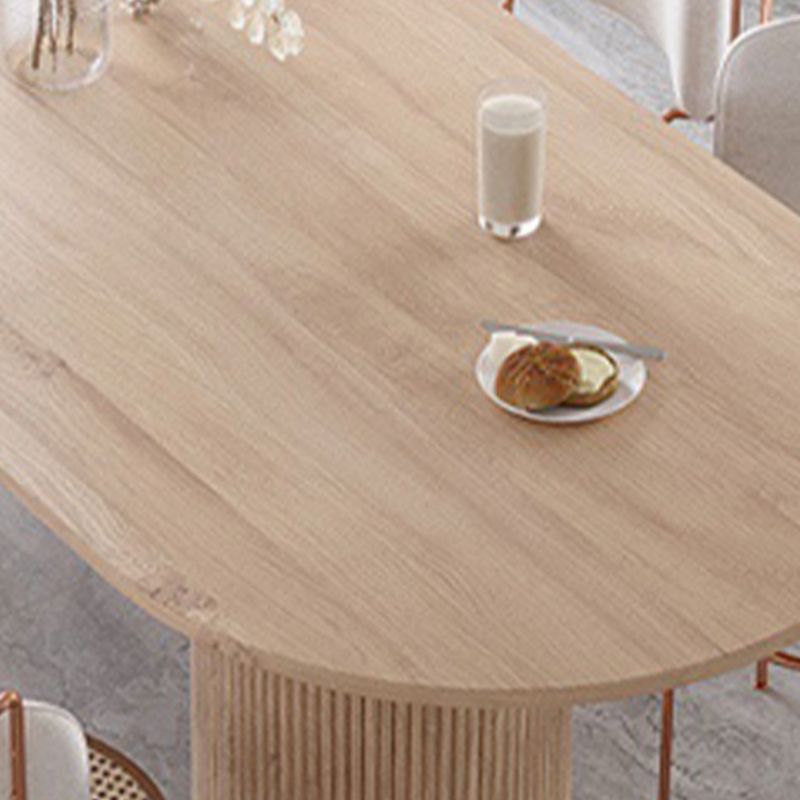 Natural Double Pedestal Dining Table Modern Oval Wood Home Dinner Room Kitchen Table