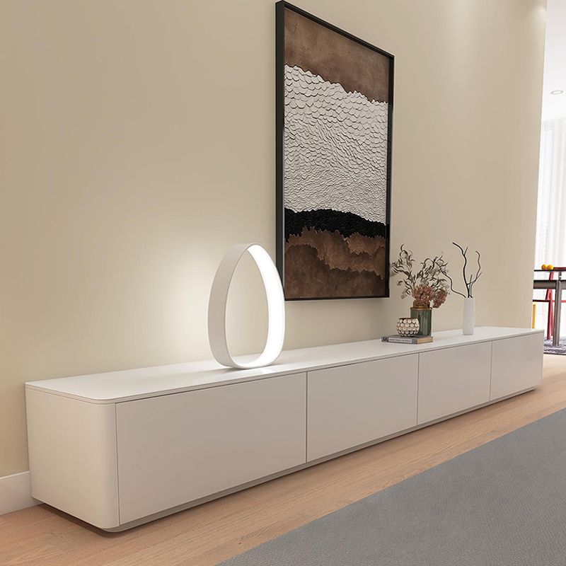 Supporto TV moderno in legno da 16" con contenitore chiuso, supporto TV bianco con cassetti