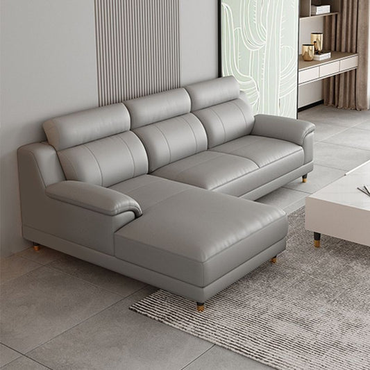 Light-grey Contemporary Sofa Genuine Leather Living Room Sofa & Chaise Clearhalo 'furn' 'furn_sectionals' 'Furniture' 'Living Room Furniture' 'Sectionals' 1200x1200_60d1d55b-fee8-47e1-ad71-0e14d4921af8