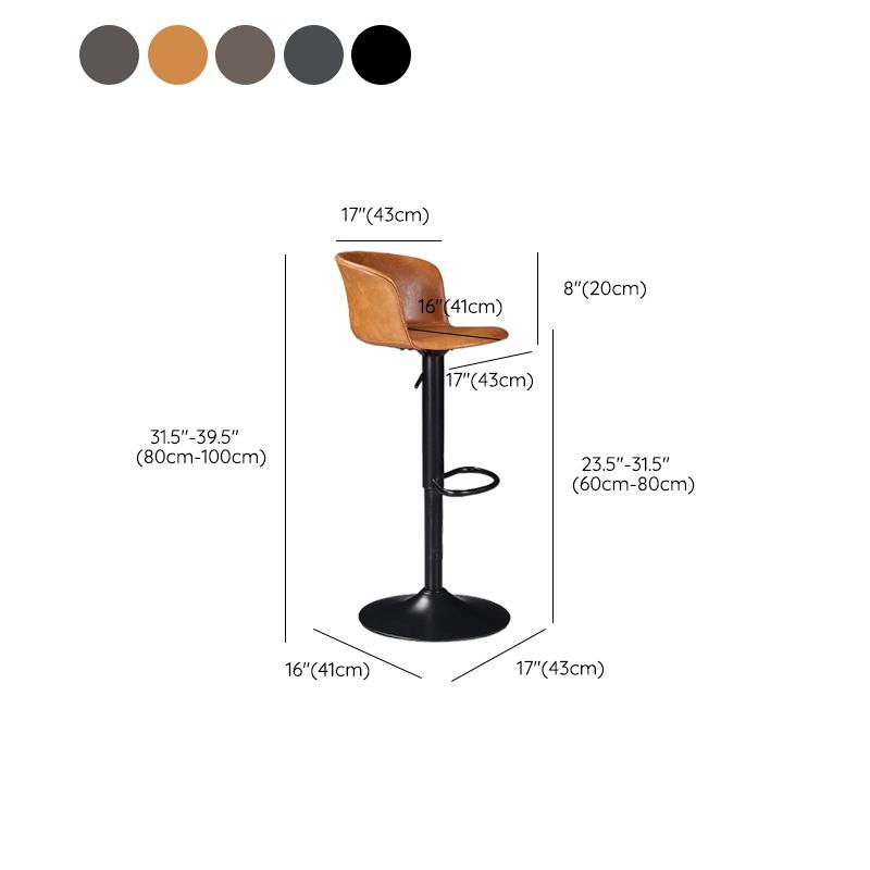 Contemporary Adjustable Height Barstool Faux Leather Swivel Barstool Clearhalo 'Bar Furniture' 'Bar Stools' 'bar_stools' 'furn' 'furn_bar_stools' 'Furniture' 'Kitchen & Dining Furniture' 1200x1200_60d6e4df-a45d-4272-bfab-3da419a4a973