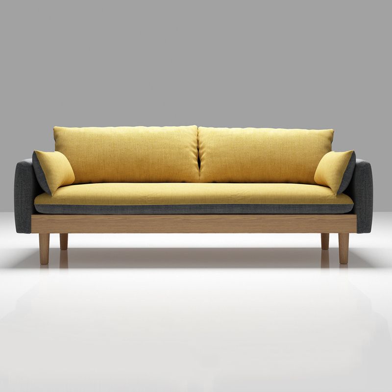 Matte Finish Square Arm Sofa Cotton Linen Sofa for Bonus Room Apartment Clearhalo 'furn' 'furn_sofas' 'Furniture' 'furniture_sofas' 'kitchen' 'kitchen_sofas' 'Living Room Furniture' 'Sofa' 'sofas' 1200x1200_60d79076-223a-4d99-bd0e-a72c55fd1433