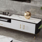 Glam Style TV Stand Stone Open Storage TV Console with 2-Door