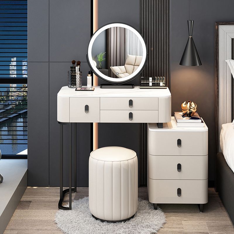 Contemporary Make-up Vanity with 6 Drawers and Stone Top for Bedroom