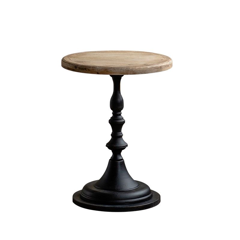 Wood Round Top Side Table Iron Pedestal End Table - Distressed Surface Treatment Clearhalo 'Coffee & Accent Tables' 'End & Side Tables' 'end_side_tables' 'furn' 'furn_end_side_tables' 'Furniture' 'Living Room Furniture' 1200x1200_60dc47ab-044c-4e59-9406-6077ac8f6944