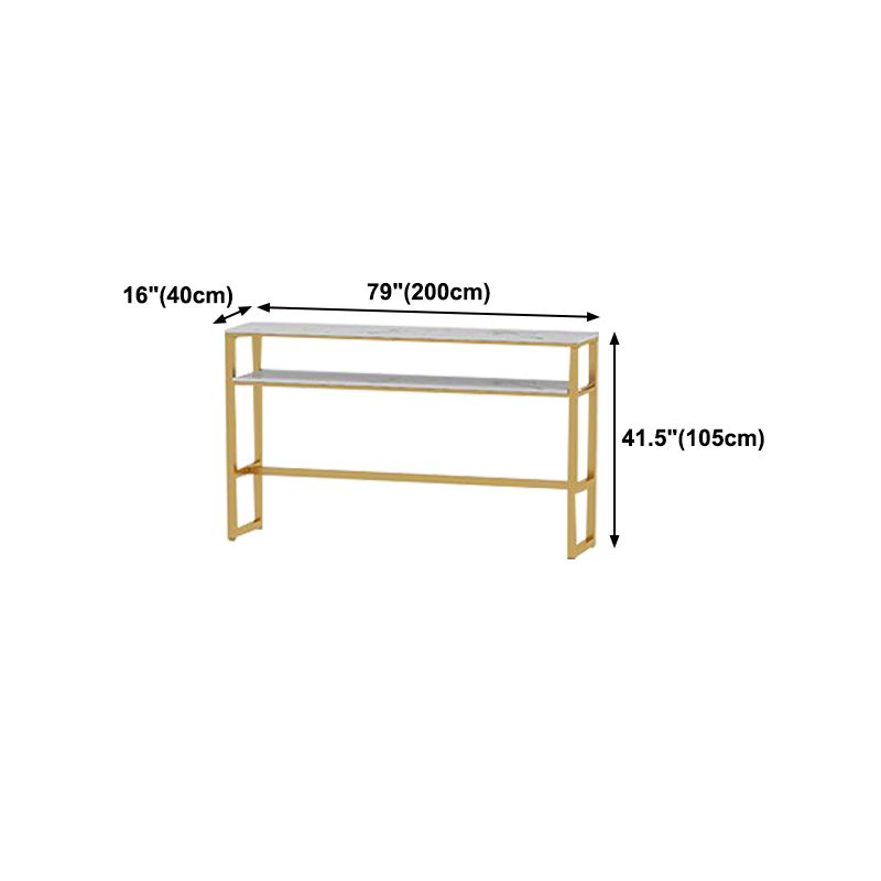 Glam Rectangle Faux Marble Bistro Table Indoor Iron Bar Dining Table with Trestle Pedestal Clearhalo 'Bar Furniture' 'Bar Tables' 'bar_tables' 'furn' 'furn_bar_tables' 'Furniture' 'furniture_bar_tables' 'Kitchen & Dining Furniture' 1200x1200_60dcbdc5-b7b7-45b1-ab3e-9b63cc6e0853