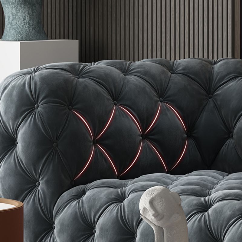 Sof de bras de smoking en cuir authentique 26,8 "H Setrée touflée en bleu