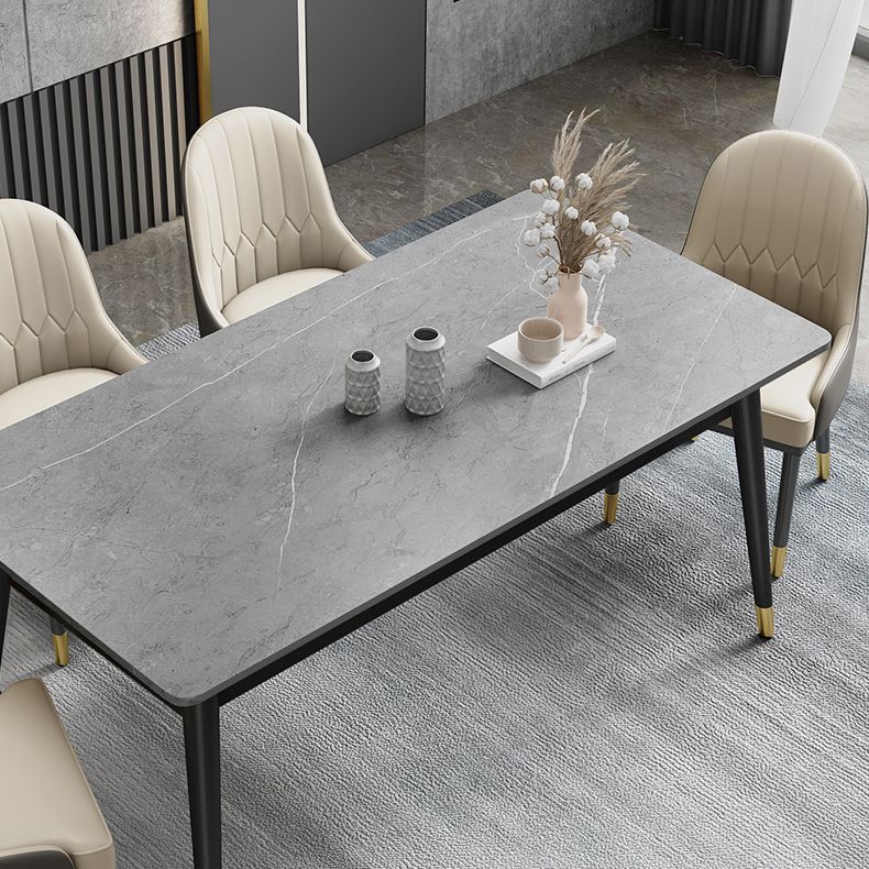 Table à manger en pierre de style glamour 4 table de jambes en métal.