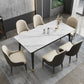 Metal Tripod Base Dining Table Modern Rectangle Stone Dining table in White Clearhalo 'Dining Tables & Seating' 'Dining Tables' 'dining_table' 'furn' 'furn_dining_table' 'Furniture' 'furniture_dining_table' 'Kitchen & Dining Furniture' 1200x1200_60e122cf-fe63-45c3-8152-5fddebbcd9ce