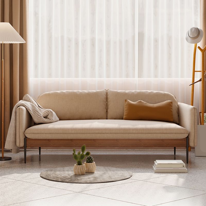 Cushions Square Arm Sofa Scandinavian 31.5" D x 31.5" H Linen Wooden Sofa Clearhalo 'furn' 'furn_sofas' 'Furniture' 'furniture_sofas' 'kitchen' 'kitchen_sofas' 'Living Room Furniture' 'Sofa' 'sofas' 1200x1200_60e185a9-beef-4029-bfe2-6e2be053c29c