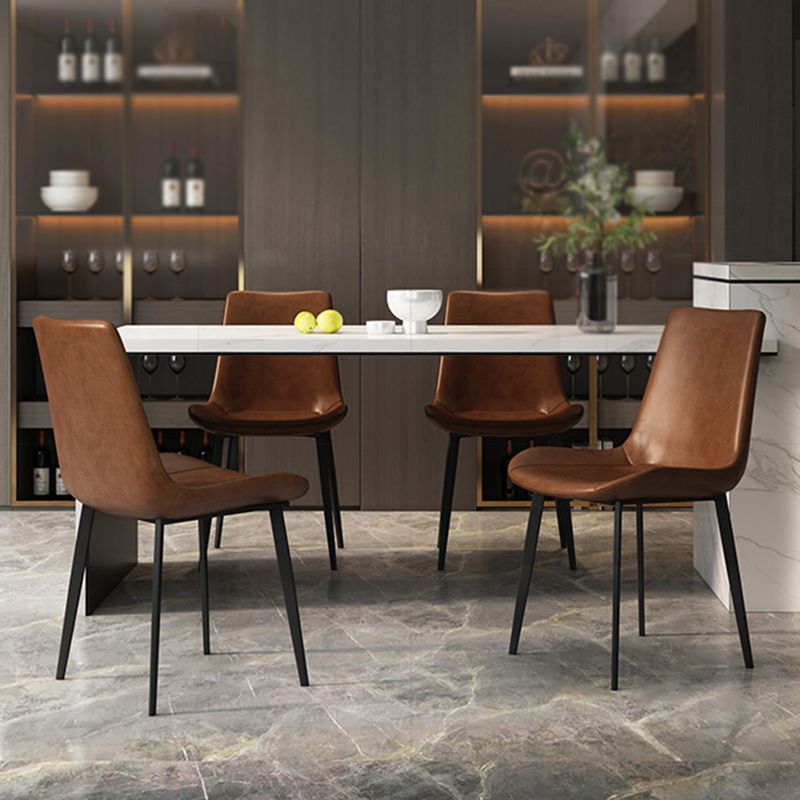 Industrial Style Solid Back Dining Side Chair Leather Dining Chairs for Home Use (Set of 2) Clearhalo ' kitchen&dining_furn' 'Dining Chairs' 'Dining Tables & Seating' 'dining_chair' 'furn' 'furn_dining_chair' 'Furniture' 'furniture_dining_chair' 'Kitchen & Dining Furniture' 'kitchen' 1200x1200_60e1b887-e056-4504-8f04-8f558fbf975b