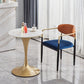 Mesa de comedor de base dorada redonda mesa de comedor de tulipán de piedra glam