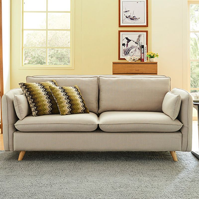Contemporary Square Arm Cushions Sofa Fabric Standard Settee
