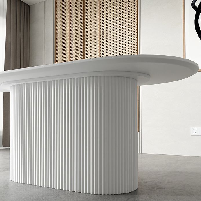 Solid Wood Base Contemporary Oval Dining Table White Top Table with Pedestal Base Clearhalo ' dining_table' 'Dining Tables & Seating' 'Dining Tables' 'furn' 'furn_dining_table' 'Furniture' 'furniture_dining_table' 'Kitchen & Dining Furniture' 'kitchen&dining_furn' 'kitchen' 'kitchen_dining_table' 1200x1200_60e49b94-542f-4c08-8d4b-499a15d18683