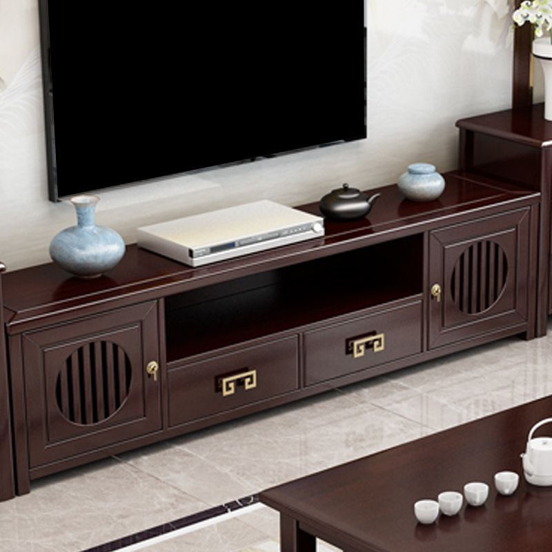 Mueble de TV de madera maciza, consola de soporte de TV abierta Simple para el hogar, estilo tradicional