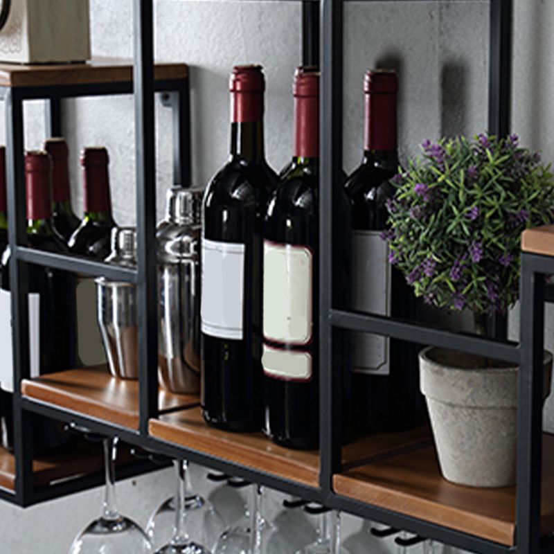 Industrial Metal Wine Holder Rack Wall Mounted Wine Jail with Shelf