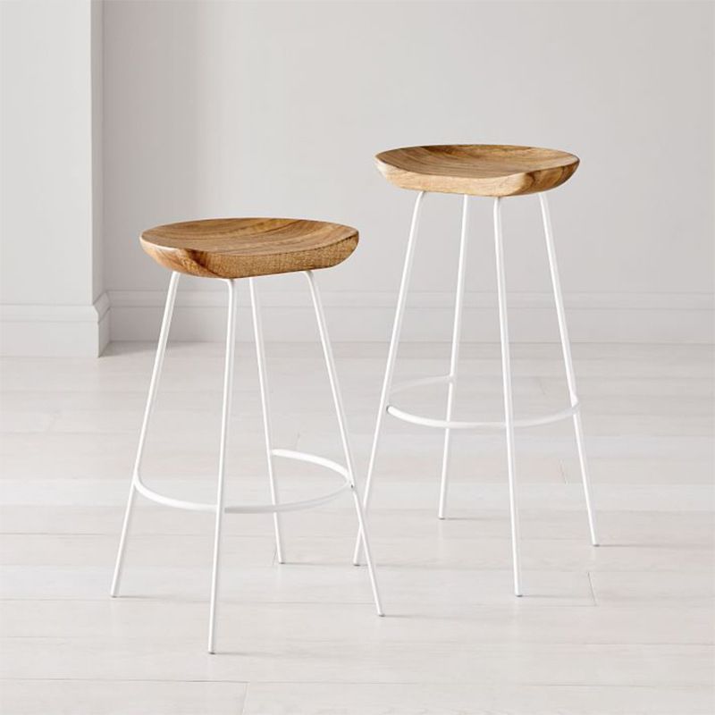 Industrial Wood Barstool Counter Stool voetsteun metalen meubels in matte afwerking