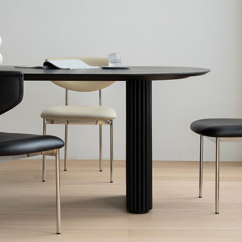 Simplicity Style Dinette Table Solid Wood Oval Dinner Table in Black Clearhalo 'Dining Tables & Seating' 'Dining Tables' 'dining_table' 'furn' 'furn_dining_table' 'Furniture' 'Kitchen & Dining Furniture' 1200x1200_60e94467-c5e9-4439-9540-82ceb634554c