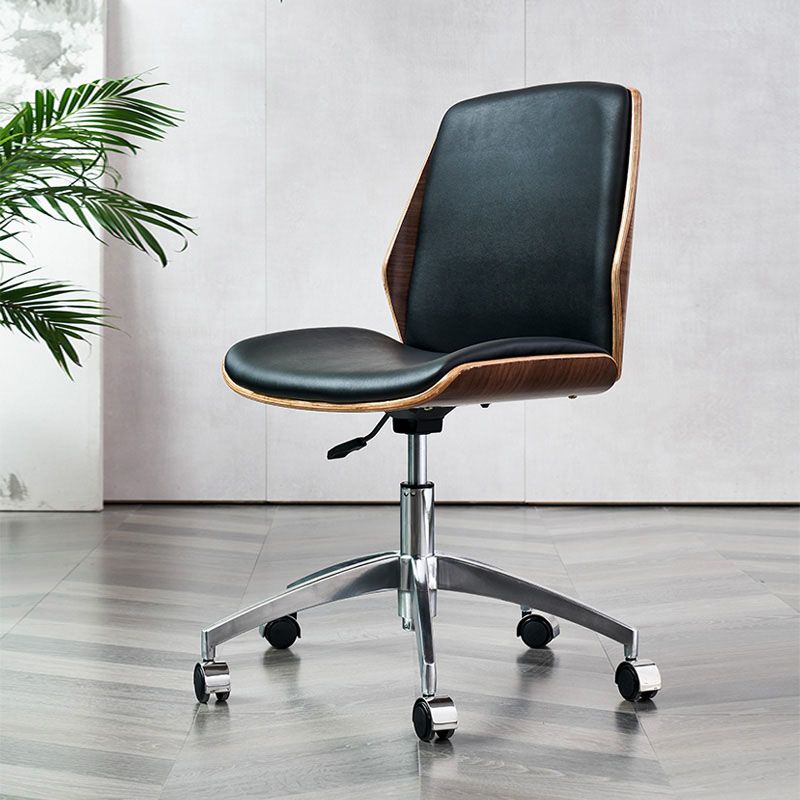 Faux Leather Office Chair Chrome Frame Armless Ergonomic Computer Desk Chair Clearhalo 'furn' 'furn_office_chair' 'Furniture' 'Office Chairs' 'Office Furniture' 'office_chair' 1200x1200_60e98872-df0a-4a41-82e3-f60dd6e59126