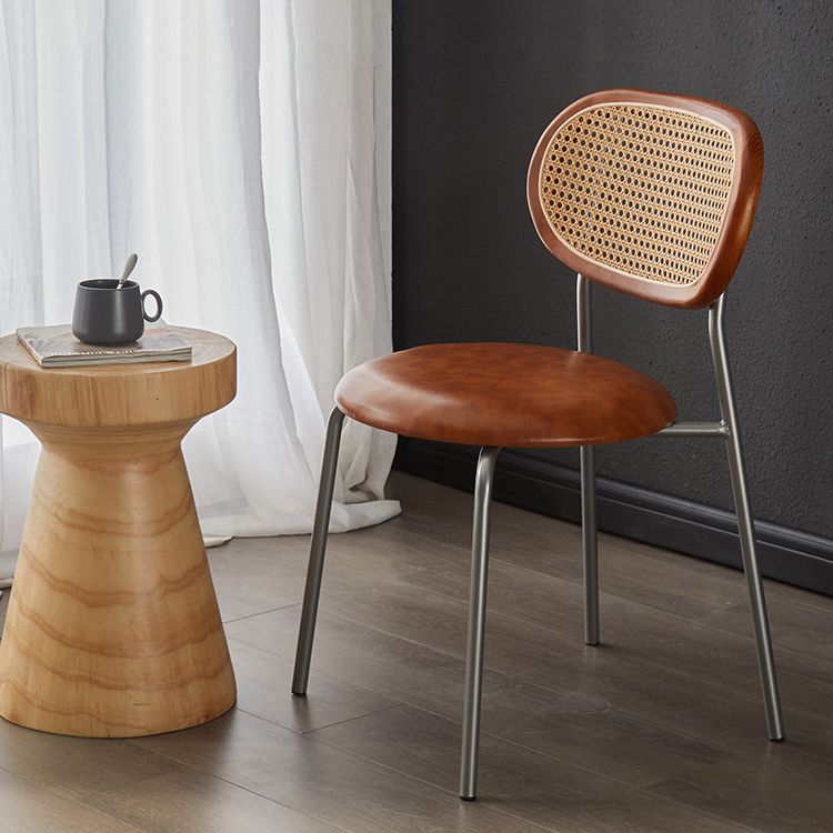 Industrial Design Faux Leather Dining Chairs Open Back Side Chair Clearhalo ' kitchen&dining_furn' 'Dining Chairs' 'Dining Tables & Seating' 'dining_chair' 'furn' 'furn_dining_chair' 'Furniture' 'furniture_dining_chair' 'Kitchen & Dining Furniture' 'kitchen' 1200x1200_60e9da61-e847-4031-b13a-597bc5e1a5a9