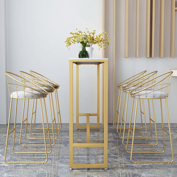 Glam Style Marble Bar Table Gold Frame 42 Inch Height Table for Restaurant Clearhalo 'Bar Furniture' 'Bar Tables' 'bar_tables' 'furn' 'furn_bar_tables' 'Furniture' 'furniture_bar_tables' 'Kitchen & Dining Furniture' 'kitchen&dining_furn' 'kitchen' 1200x1200_60ee6709-1862-4c50-b9d8-3bfbc600de80