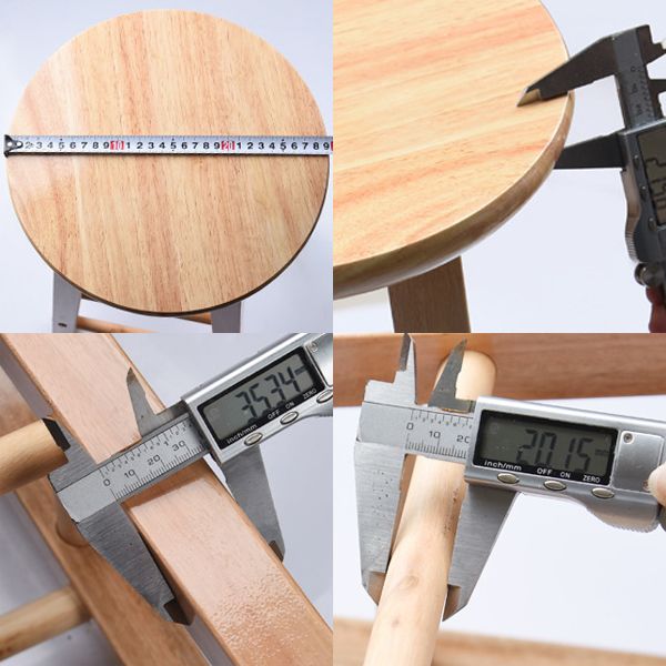 Taburete redondo moderno sin respaldo, taburete de bar de madera maciza de roble en color natural