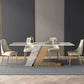 Modern Sintered Stone Table Set of 5 with Rectangle Table Dining Set with White PU Leather Chairs Clearhalo 'Dining Room Sets' 'Dining Tables & Seating' 'dining_room_set' 'furn' 'furn_dining_room_set' 'Furniture' 'furniture_dining_room_set' 'Kitchen & Dining Furniture' 'kitchen&dining_furn' 'kitchen' 1200x1200_60f09a56-78d2-4edb-8cac-deb9c6d26ba0