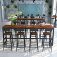 Industrial Style Bar Dining Table Brown Solid Wood Bar Wine Table with Metal Base
