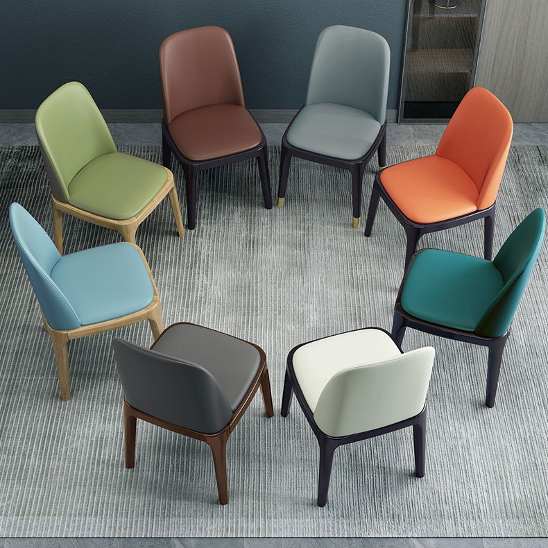 Industrial Style Dining Chair Faux Leather Side Chair with Wooden Legs for Home Clearhalo 'Dining Chairs' 'Dining Tables & Seating' 'dining_chair' 'furn' 'furn_dining_chair' 'Furniture' 'Kitchen & Dining Furniture' 1200x1200_60f14fd2-fcc4-4b20-87ba-48ee9baf7c88