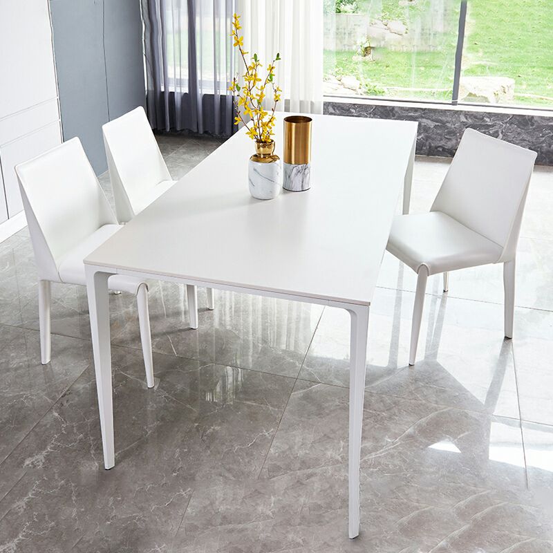 Industrial Style Sintered Stone Dining Table Rectangle Shape Table with 4 Legs Base Clearhalo ' dining_table' 'Dining Tables & Seating' 'Dining Tables' 'Furniture' 'furniture_dining_table' 'Kitchen & Dining Furniture' 'kitchen&dining_furn' 'kitchen' 'kitchen_dining_table' 1200x1200_60f207af-04f4-4393-ae83-1b4ab41c33c5
