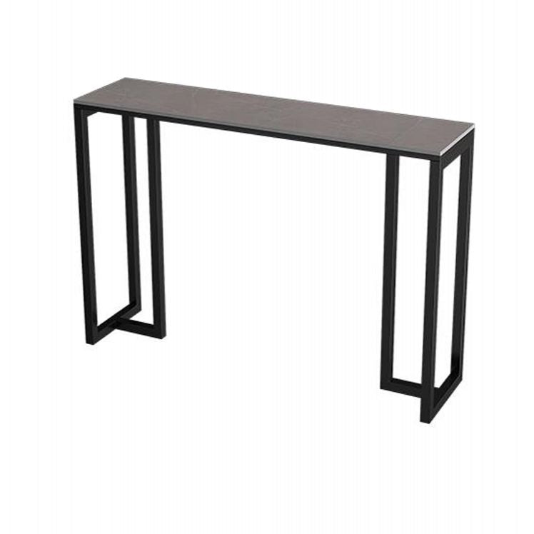 Industrial Black Iron Bar Dining Table with Grey Stone Rectangle Indoor Bistro Table Clearhalo 'Bar Furniture' 'Bar Tables' 'bar_tables' 'furn' 'furn_bar_tables' 'Furniture' 'furniture_bar_tables' 'Kitchen & Dining Furniture' 1200x1200_60f218ec-b24f-4260-b506-aa978ad93d08