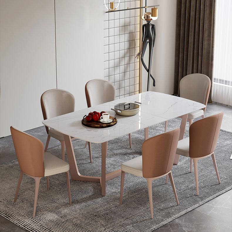 Extendable Sintered Stone Top Dining Set Rectangle 1/4/5/7 Pieces Dining Table with Chairs Clearhalo 'Dining Room Sets' 'Dining Tables & Seating' 'dining_room_set' 'furn' 'furn_dining_room_set' 'Furniture' 'furniture_dining_room_set' 'Kitchen & Dining Furniture' 1200x1200_60f59938-a029-4489-b89a-1aadc033b7d0