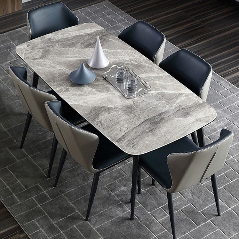 Metal Contemporary Rectangular Table Sintered Stone Top Dining Table with 4 Legs Clearhalo ' dining_table' 'Dining Tables & Seating' 'Dining Tables' 'furn' 'furn_dining_table' 'Furniture' 'furniture_dining_table' 'Kitchen & Dining Furniture' 'kitchen&dining_furn' 'kitchen' 'kitchen_dining_table' 1200x1200_60f6170b-90d8-430b-99ca-37fc43be5c80