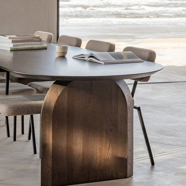 Escritorio oval de estilo moderno escritorio de sala de reuniones de madera maciza para la oficina