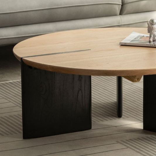 Modern Single Coffee Table No Distressing Solid Wood Round Coffee Table
