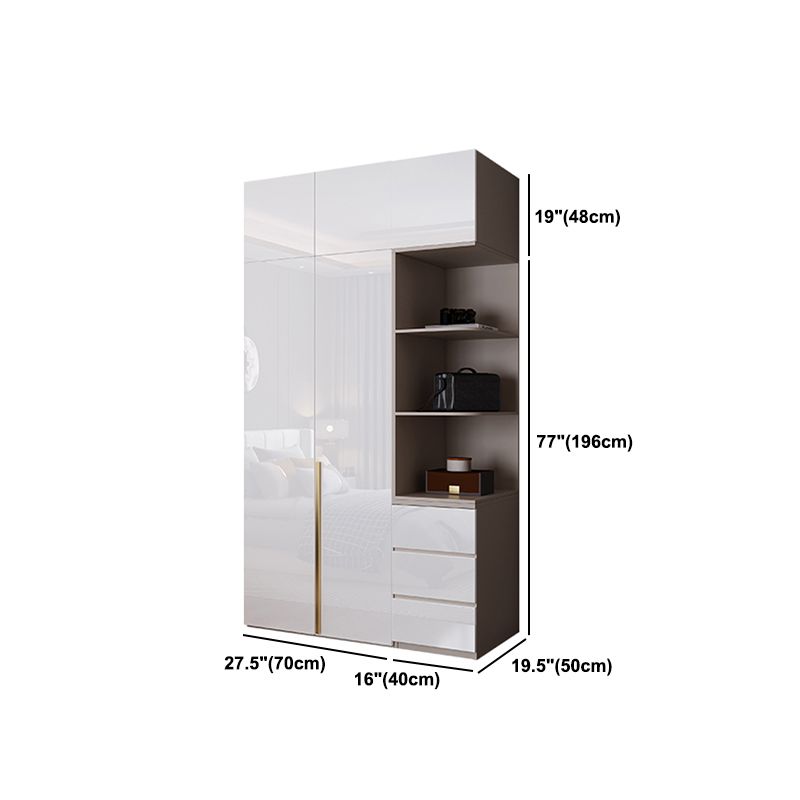 Contemporary Wooden Wardrobe White Colour Soft Close Door Wardrobe Closet Clearhalo 'Armoires & Wardrobes' 'armoires_wardrobes' 'Bedroom Furniture' 'furn' 'furn_armoires_wardrobes' 'Furniture' 1200x1200_60fe0c03-f712-4487-9e58-7edbc315e0d3
