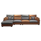 Faux Leather High Back Pillow Top Arm Sectional with Storage and Stain-Resistant
