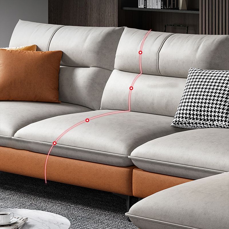 Faux Leather 34.64 " H Flared Arm Sofa & Chaise for Living Room Clearhalo 'furn' 'furn_sectionals' 'Furniture' 'Living Room Furniture' 'Sectionals' 1200x1200_60fecb82-1e38-4d34-862a-18fefd96f556