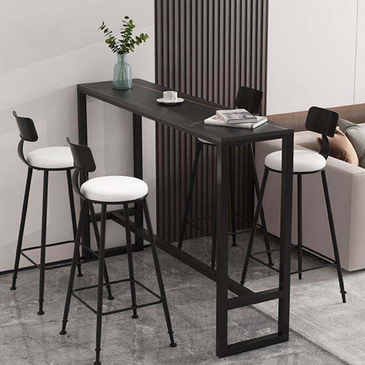 Black Glam Style Bar Table in Iron Top and Faux Marble Milk Tea Shop Bar Table Clearhalo 'Bar Furniture' 'Bar Tables' 'bar_tables' 'furn' 'furn_bar_tables' 'Furniture' 'furniture_bar_tables' 'Kitchen & Dining Furniture' 1200x1200_60ffb49e-a081-4c7a-b426-89891a1c0a87