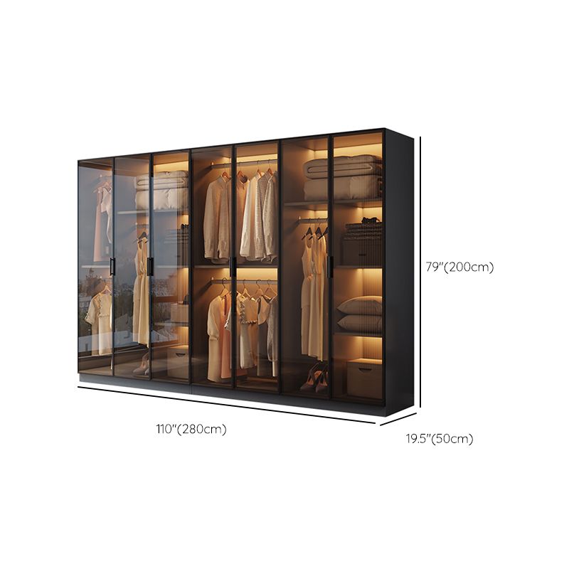 Freestanding Tempered Glass Wardrobe Modern Wardrobe with Garment Rod Clearhalo 'Armoires & Wardrobes' 'armoires_wardrobes' 'Bedroom Furniture' 'furn' 'furn_armoires_wardrobes' 'Furniture' 1200x1200_610027db-e6f2-45e9-8c99-98ec7ea10d3e