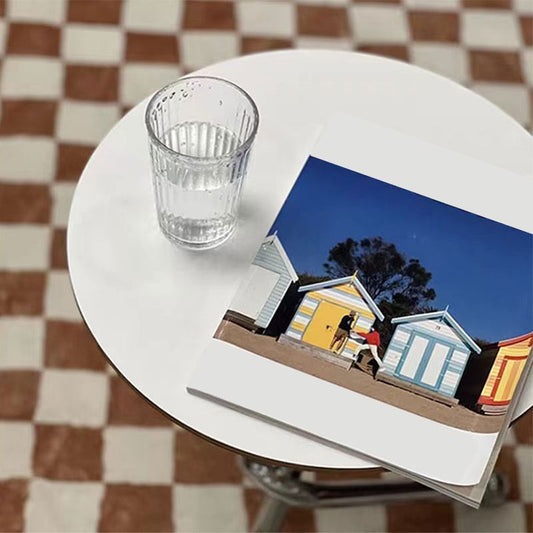 Modern Steel 3 Legs End Table Dia 11" Wood Top Bedside Table